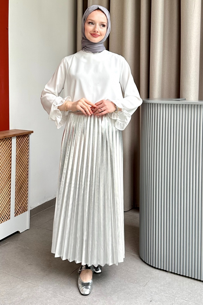 Dalen Parlak Piliseli Etek