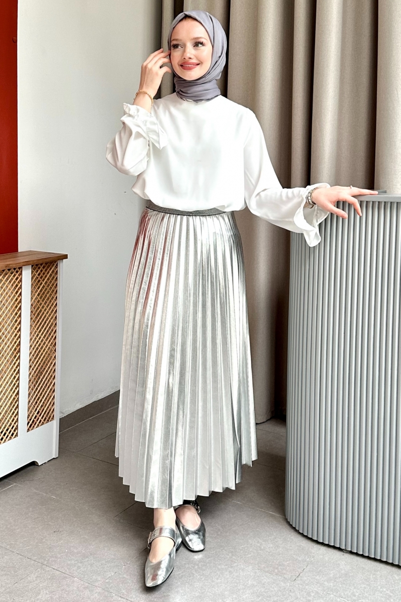 Dalen Parlak Piliseli Etek