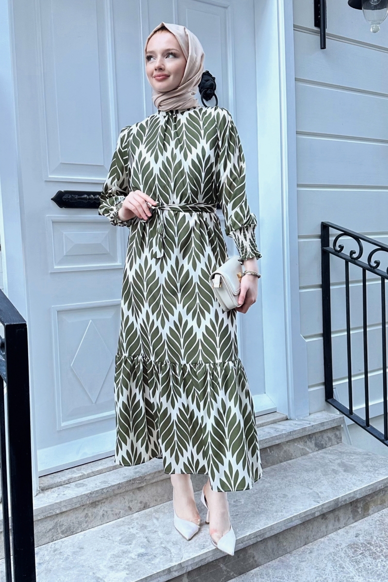 Dara Yeşil Saten Elbise