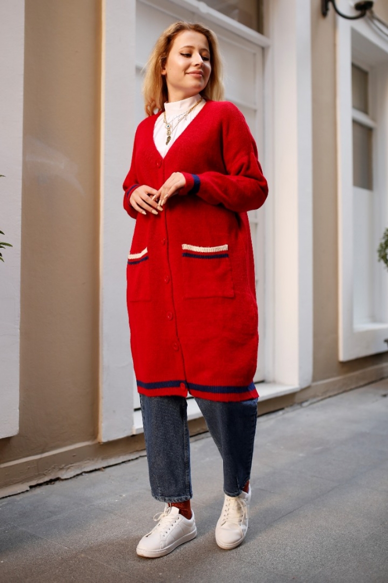 Daries Kırmızı Triko Hırka