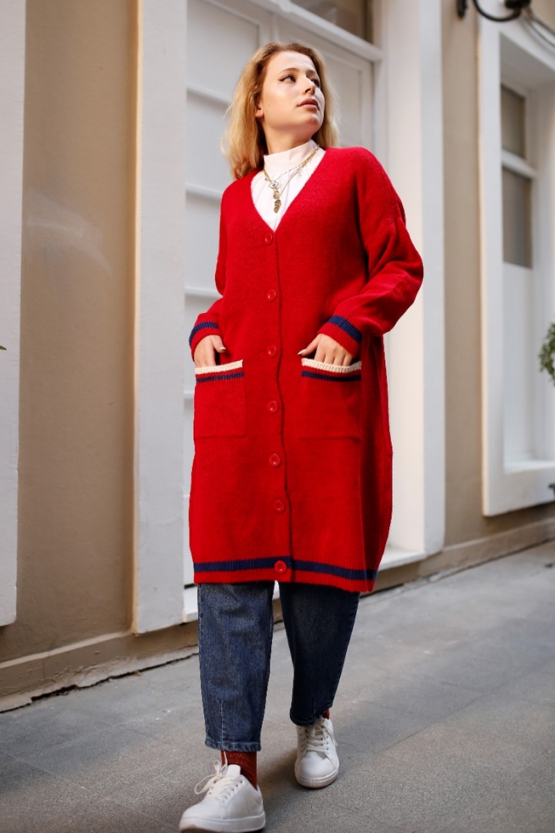 Daries Kırmızı Triko Hırka