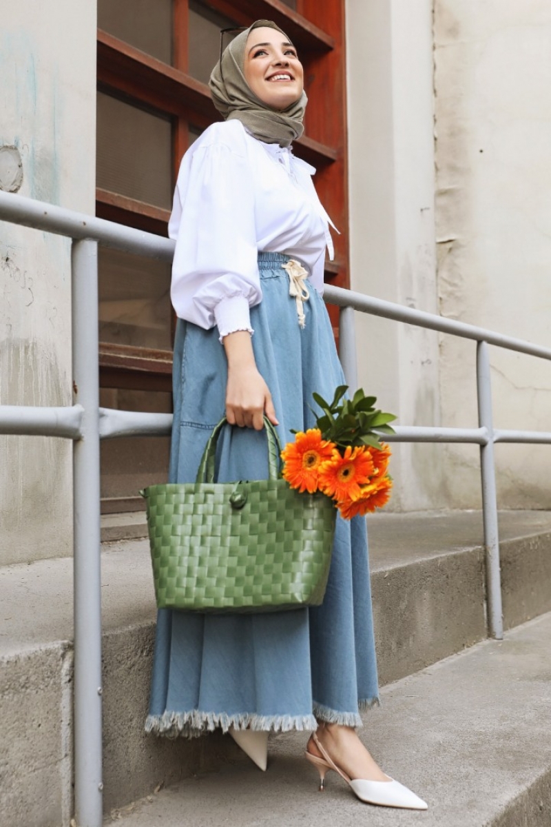 Davis Açık Mavi Kot Etek