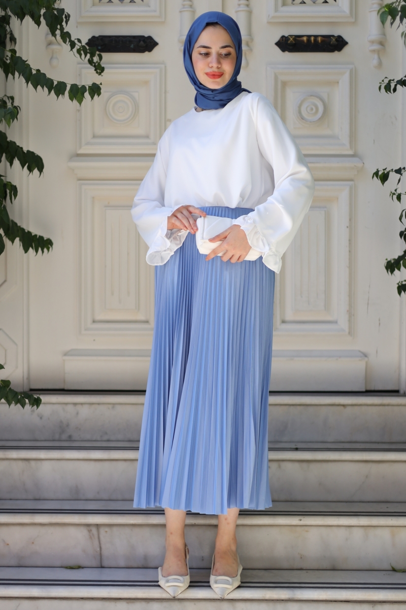 Deta Açık Mavi Etek