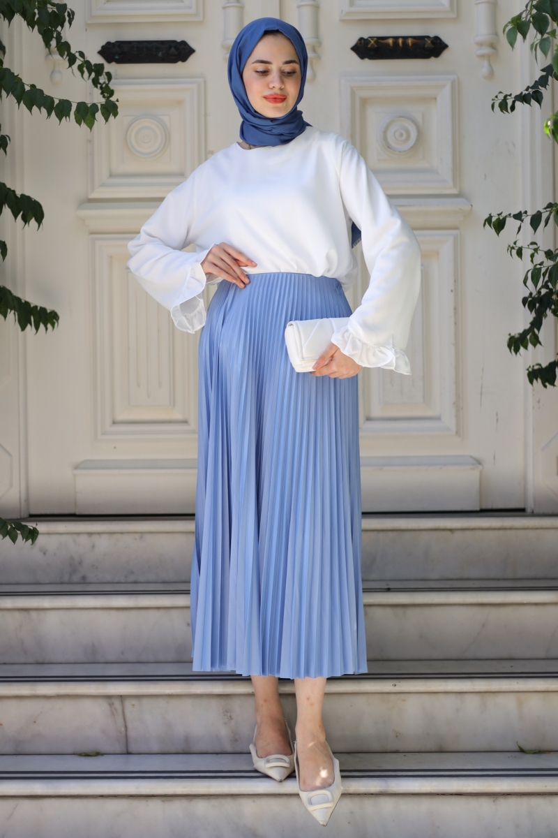 Deta Açık Mavi Etek