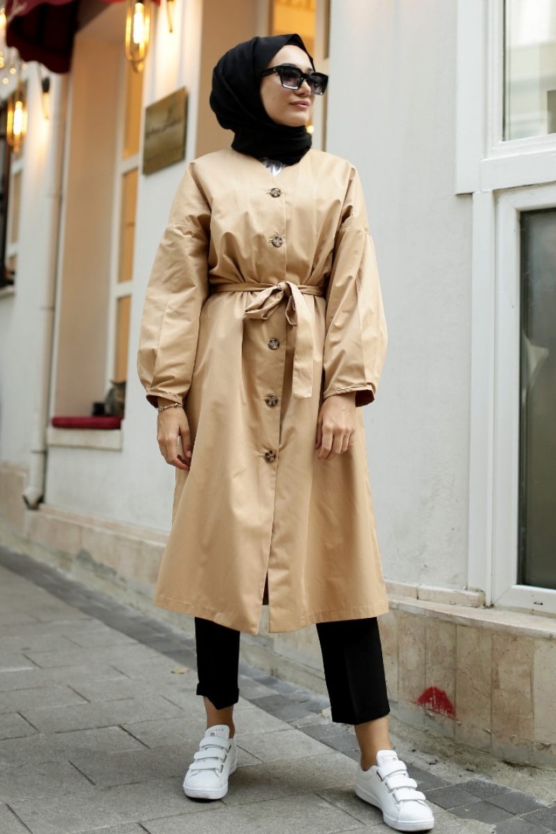 Elegand Krem Trençkot