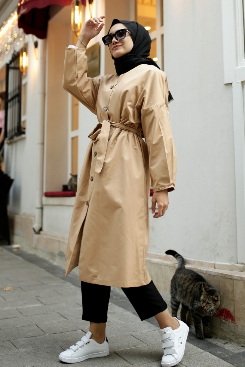 Elegand Krem Trençkot