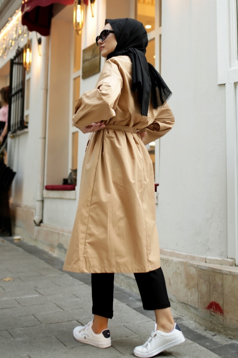 Elegand Krem Trençkot