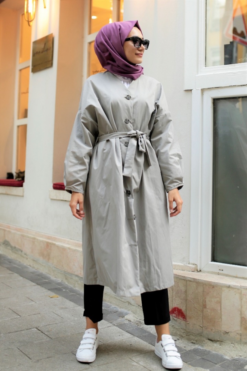 Elegand Gri Trençkot