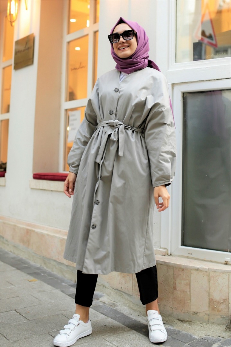 Elegand Gri Trençkot