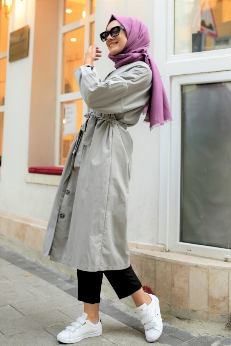 Elegand Gri Trençkot