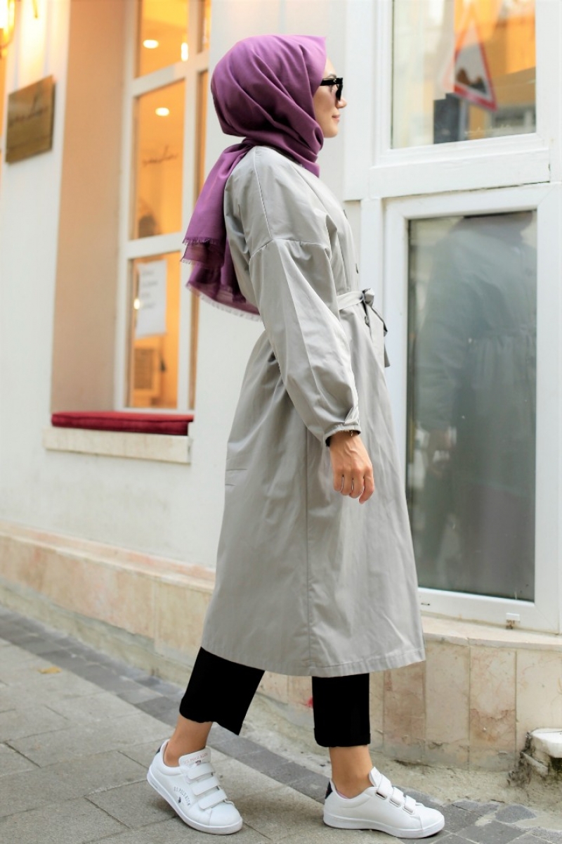 Elegand Gri Trençkot