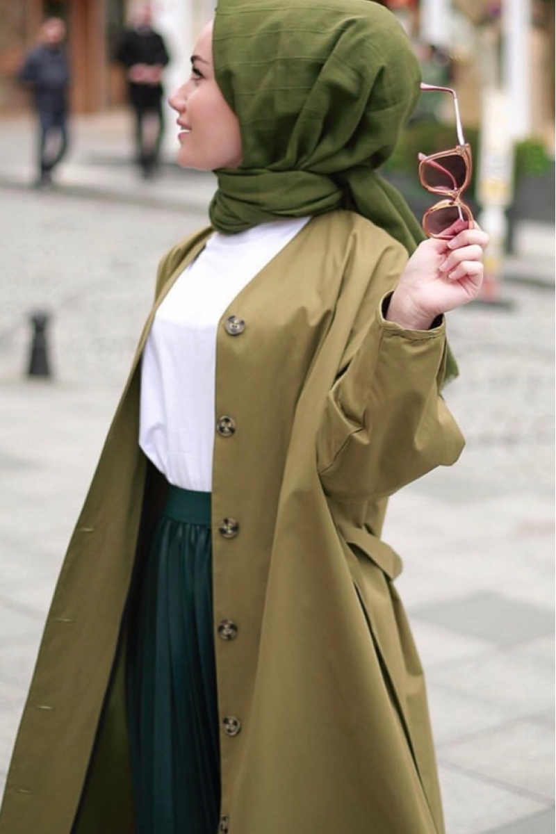 Elegand Zeytuni Yeşil Trençkot