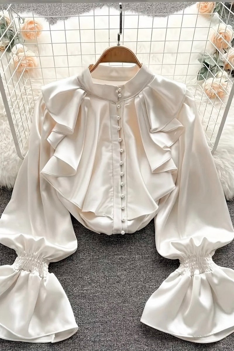 Elizabeth Ekru Saten Gömlek