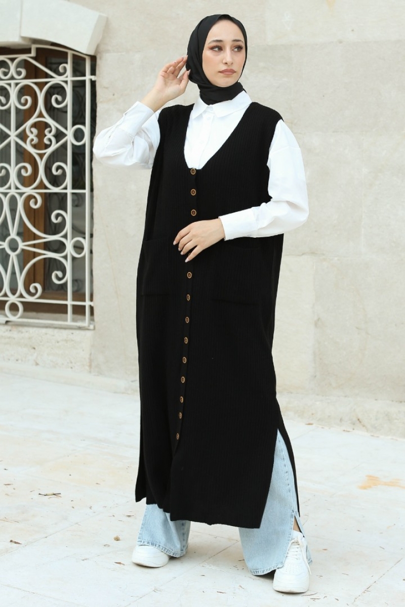 Elonora Siyah Triko Jile