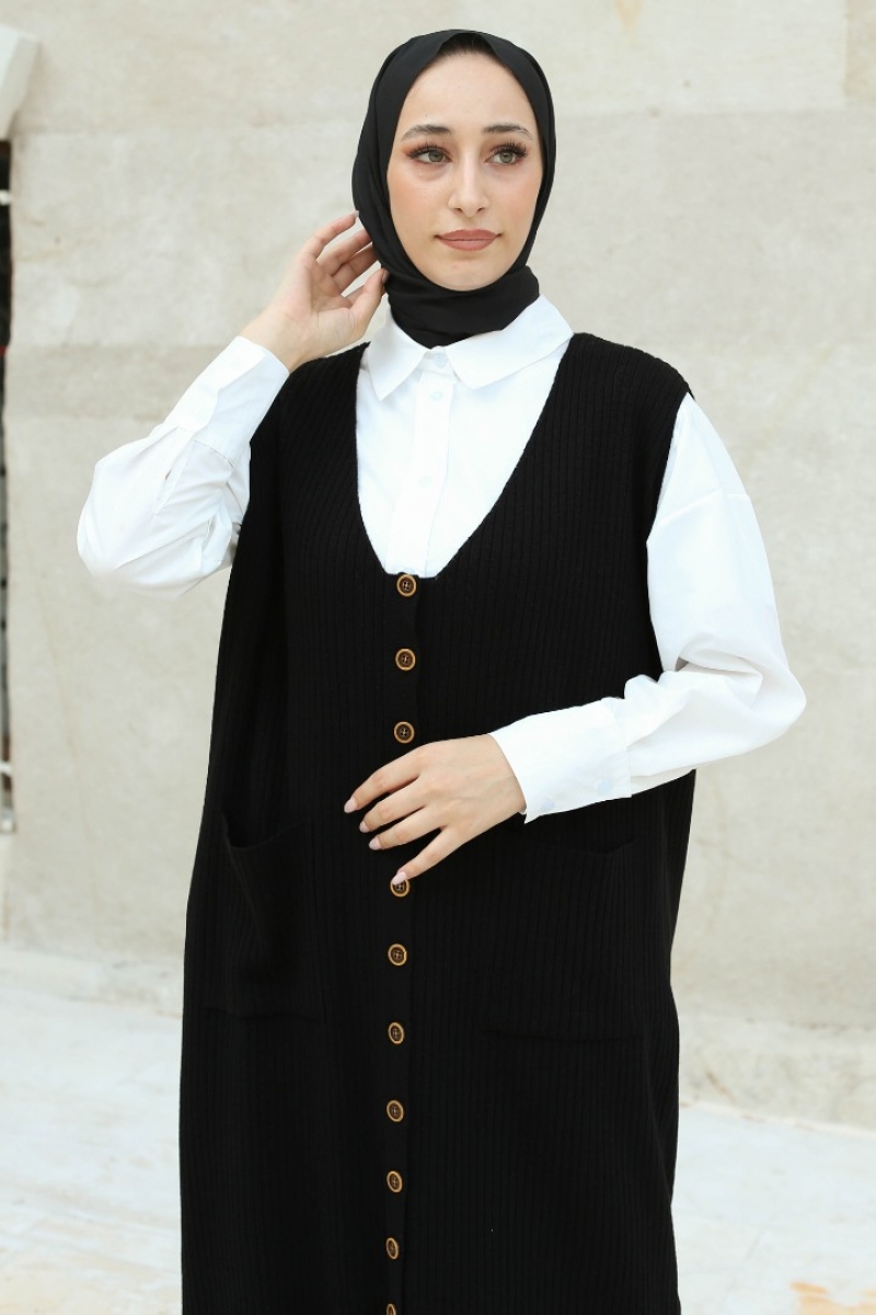 Elonora Siyah Triko Jile