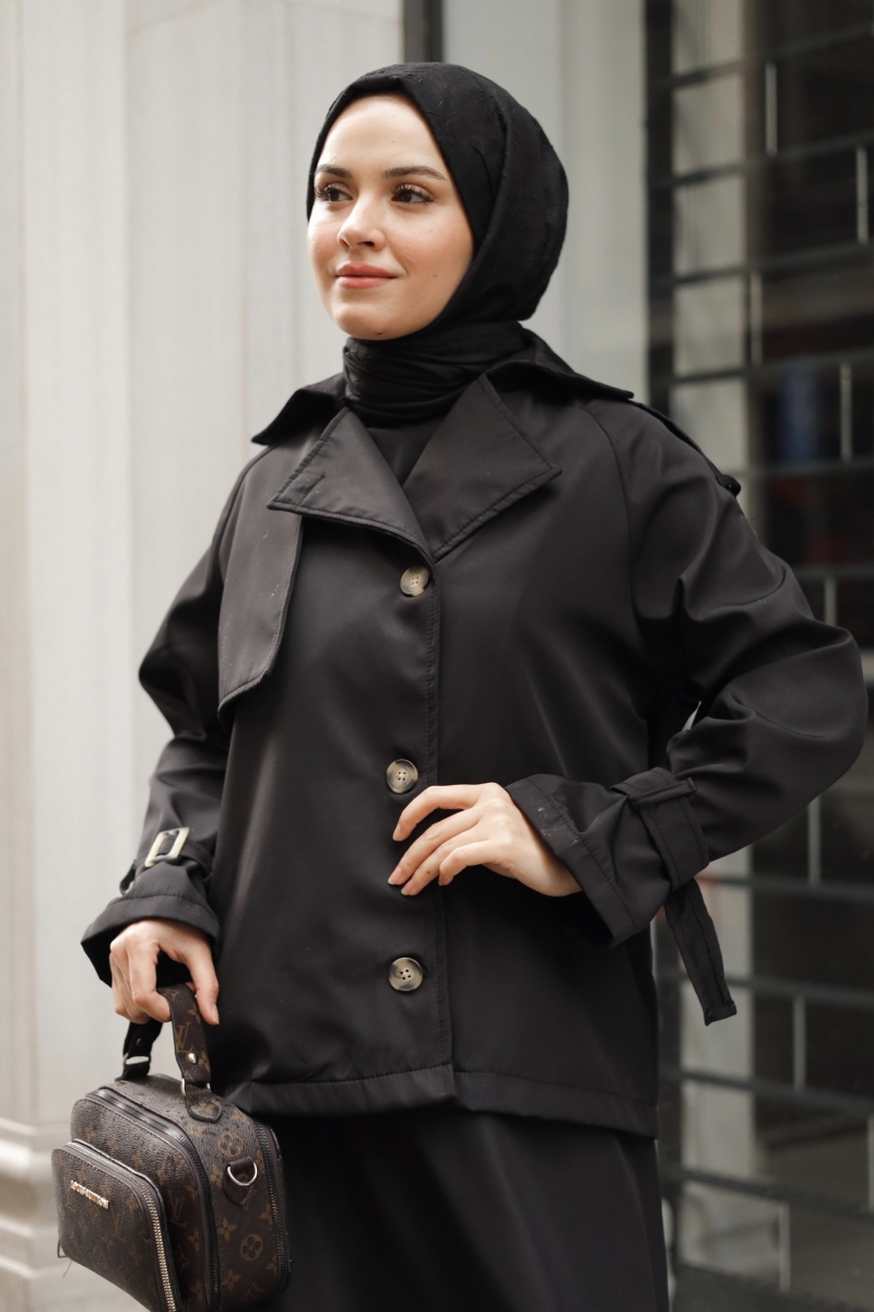 Elçin Siyah Trençkot