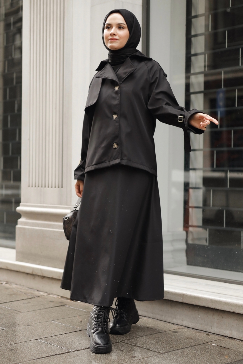 Elçin Siyah Trençkot