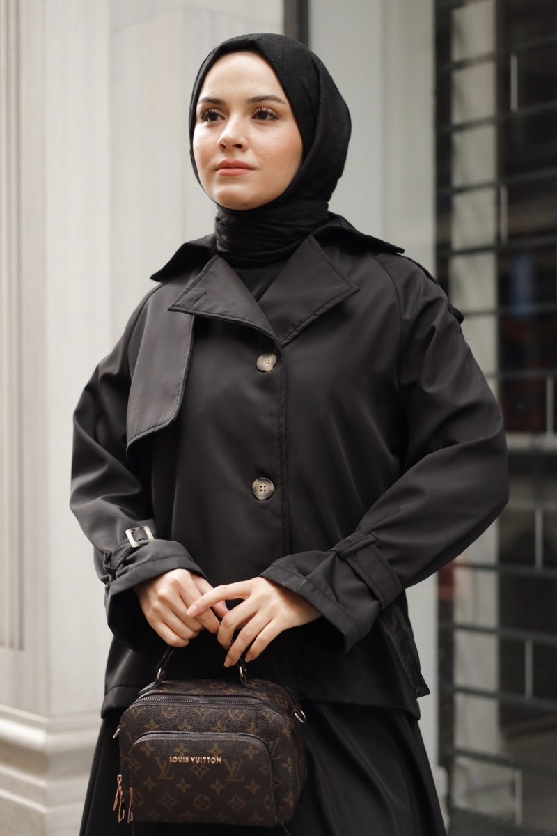 Elçin Siyah Trençkot