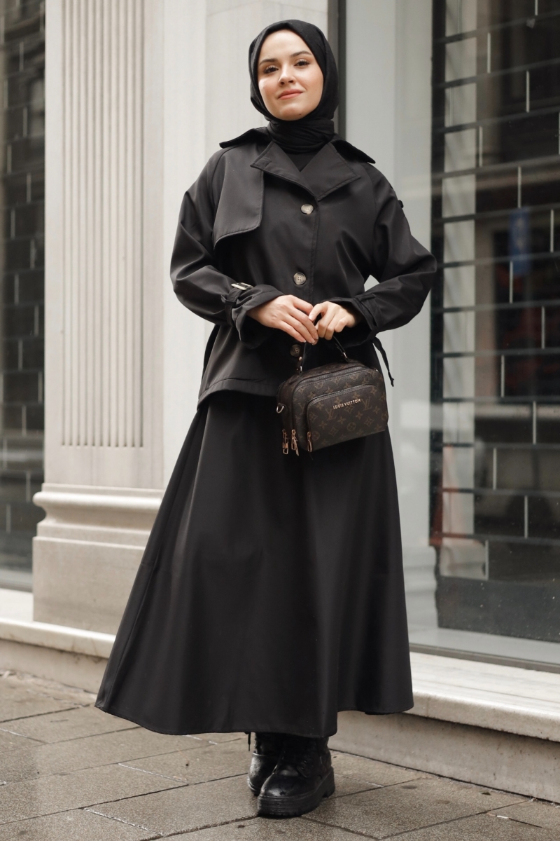 Elçin Siyah Trençkot