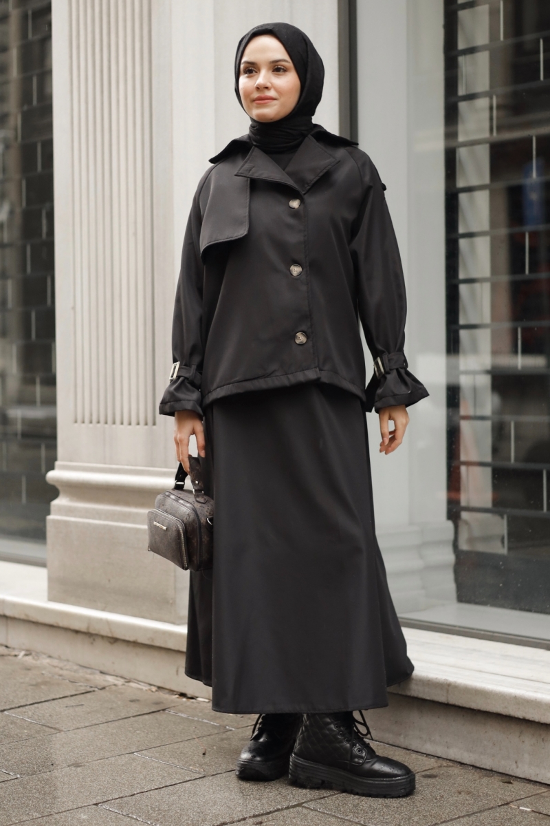 Elçin Siyah Trençkot