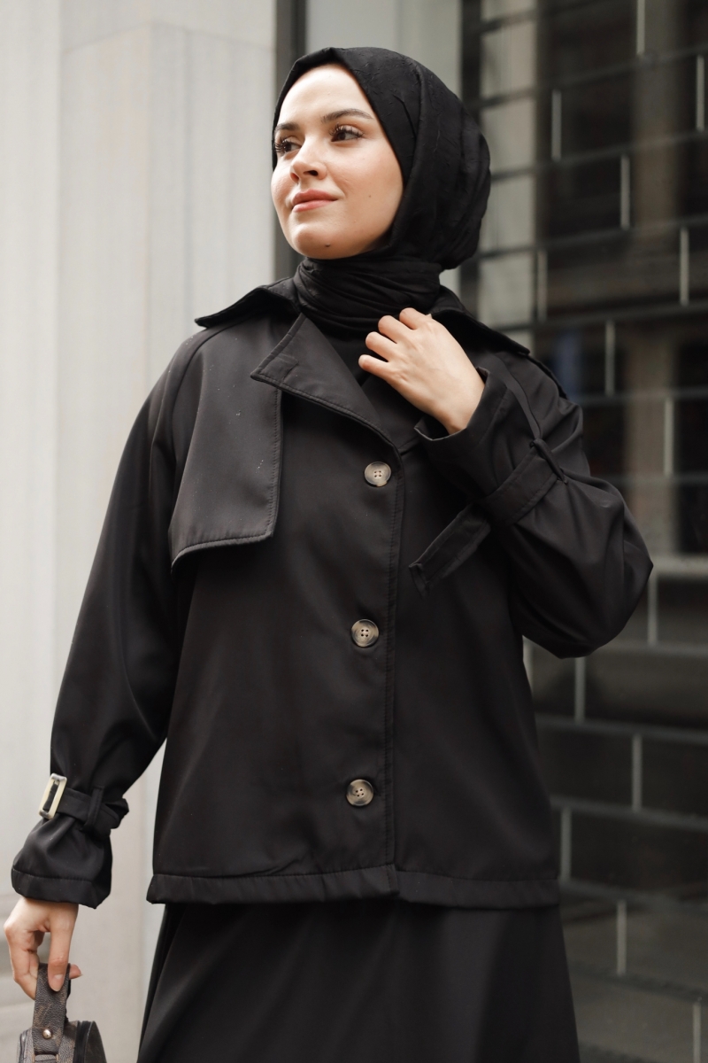 Elçin Siyah Trençkot