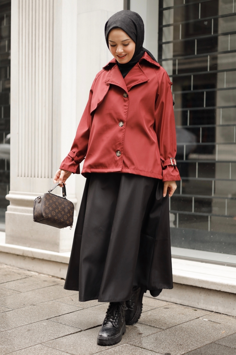 Elçin Kırmızı Trençkot