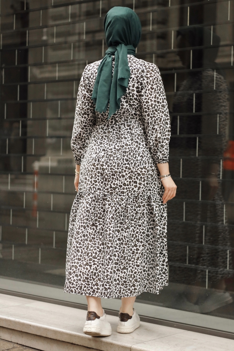 Emla Leopar Desen Haki Elbise