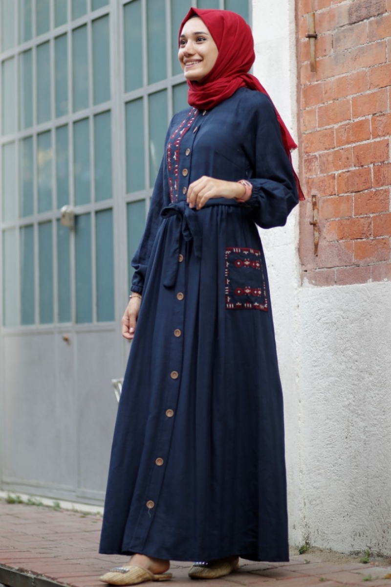 Estela Lacivert Elbise