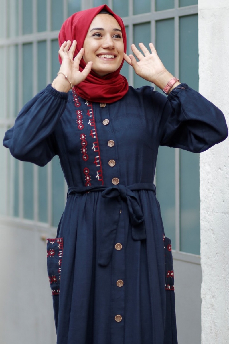 Estela Lacivert Elbise