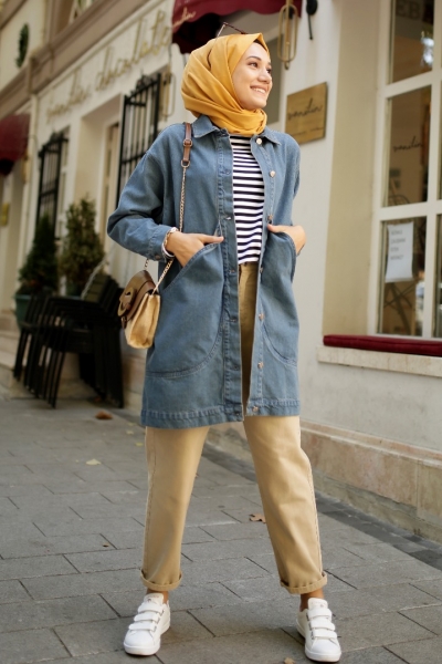 Floor Mavi Kot Ceket