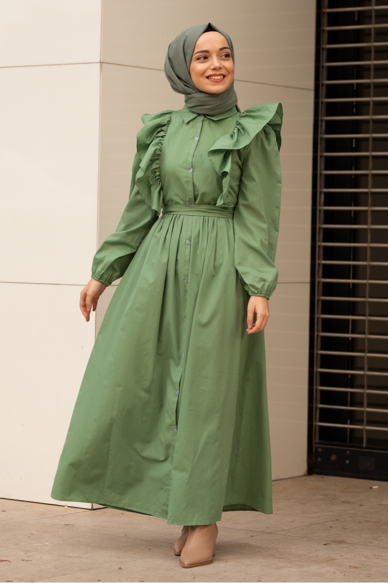 Gigi Çim Yeşili Elbise