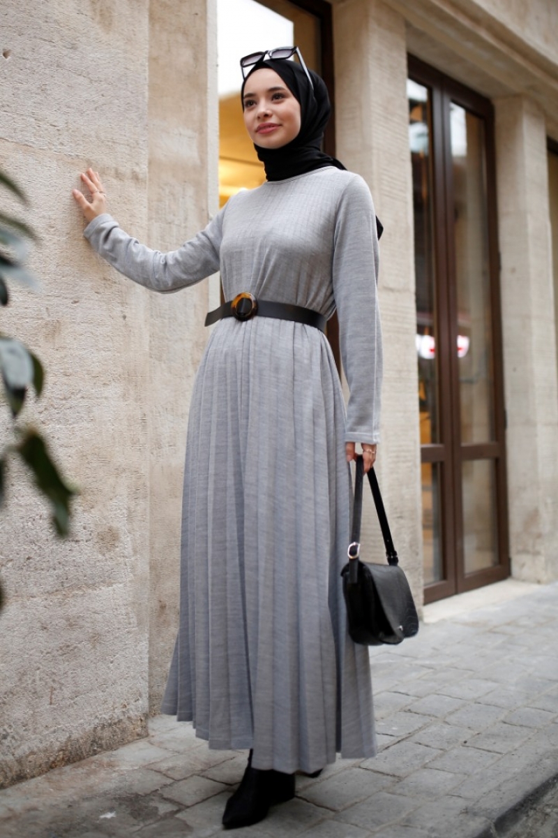 Grace Gri Triko Elbise