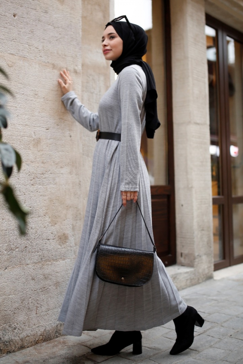 Grace Gri Triko Elbise