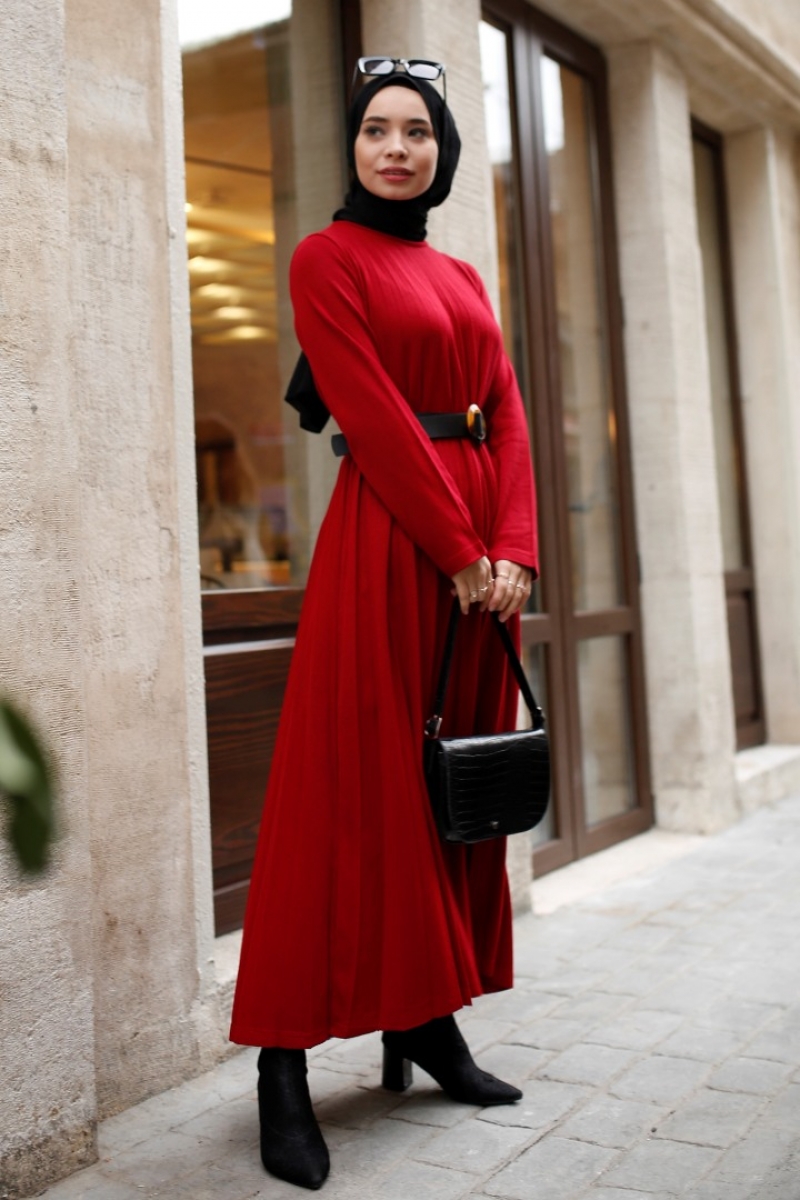 Grace Kırmızı Triko Elbise