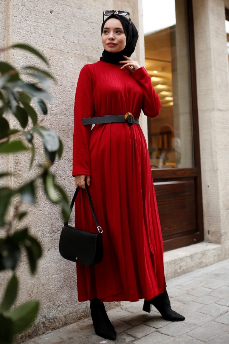 Grace Kırmızı Triko Elbise