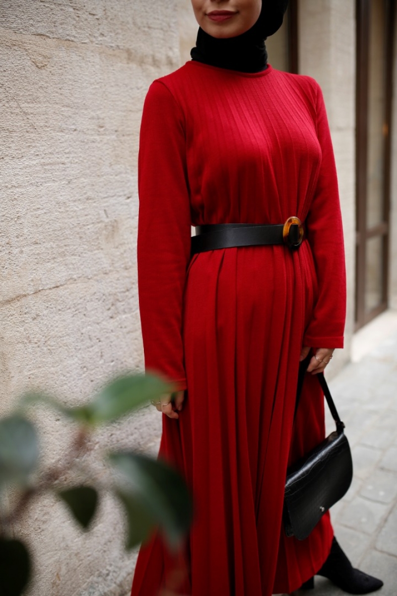 Grace Kırmızı Triko Elbise