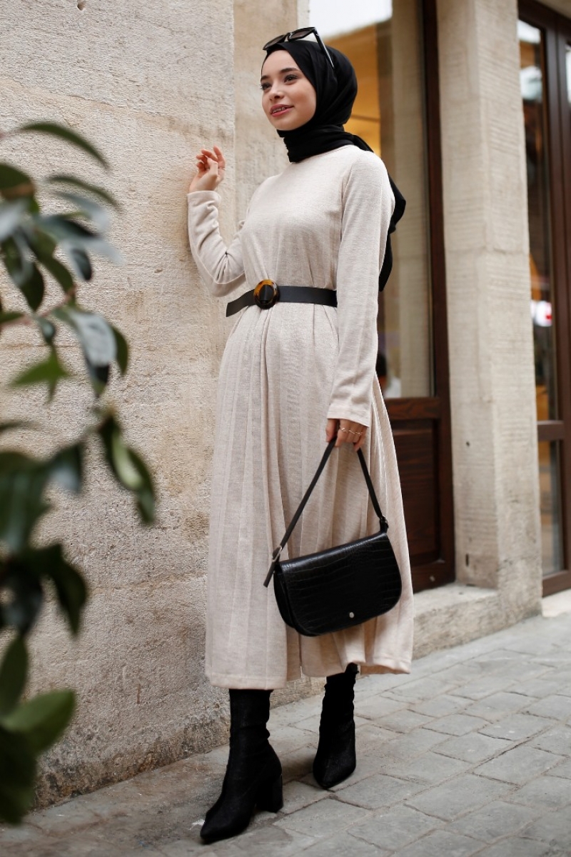 Grace Bej Triko Elbise