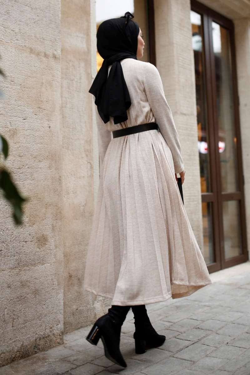 Grace Bej Triko Elbise