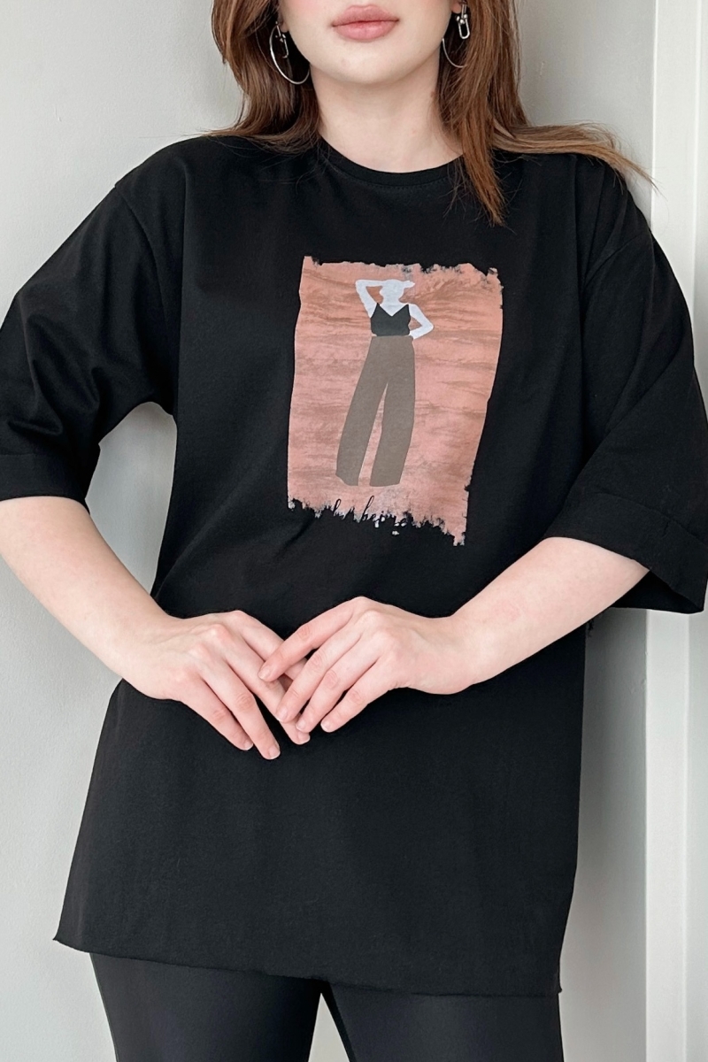 Halter Siyah T-Shirt