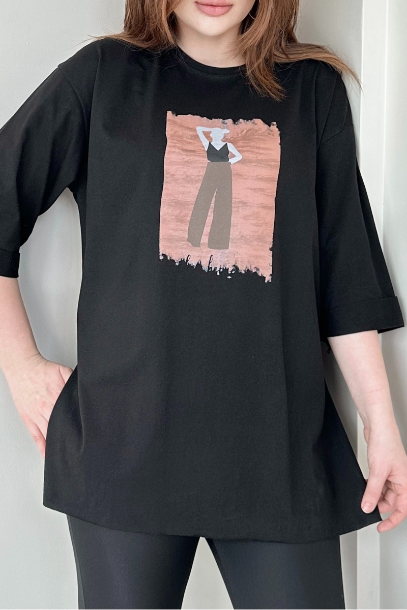 Halter Siyah T-Shirt