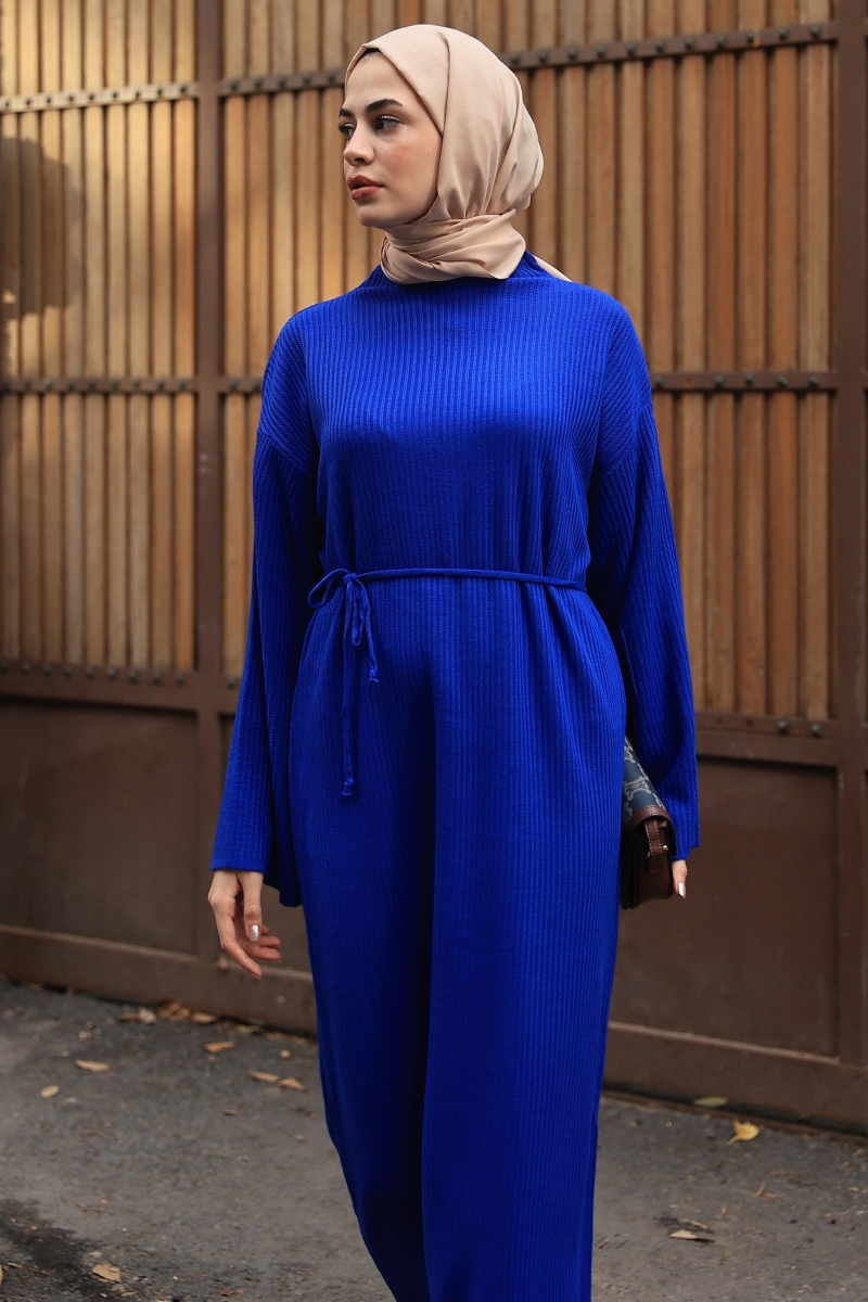 Hansy Saks Mavisi Triko Elbise