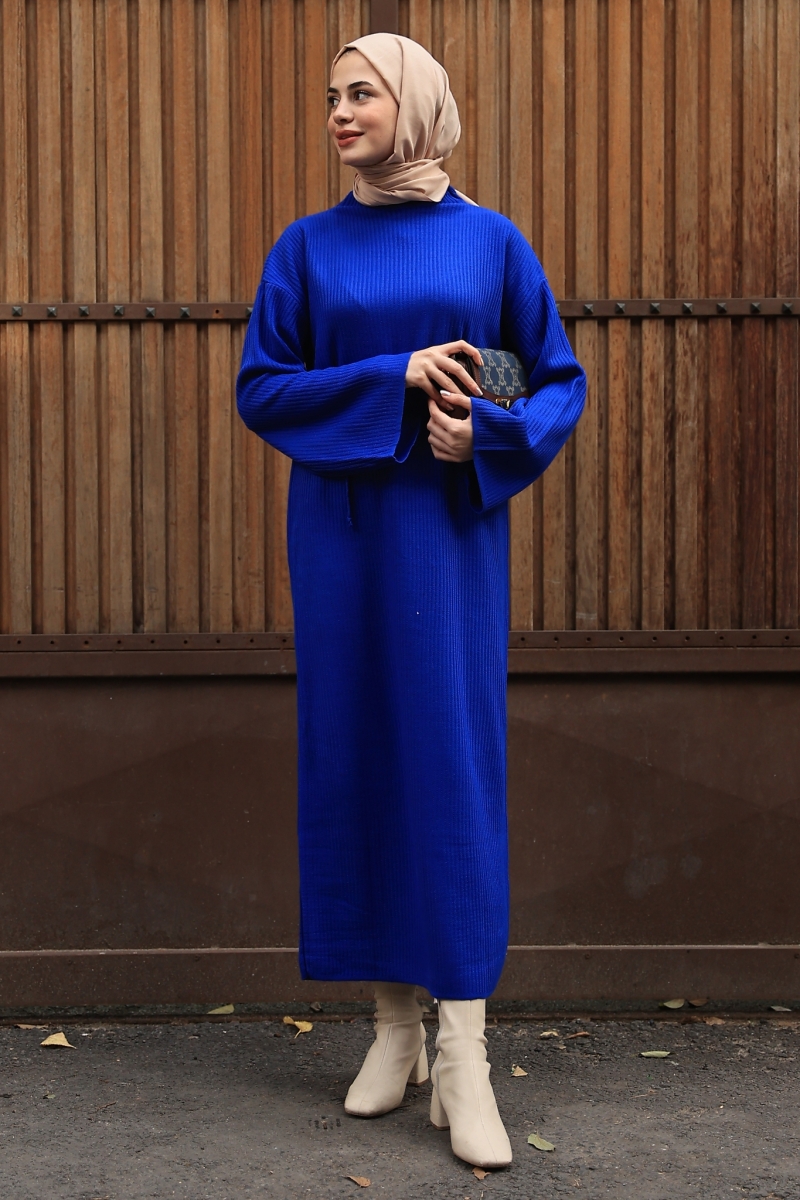 Hansy Saks Mavisi Triko Elbise