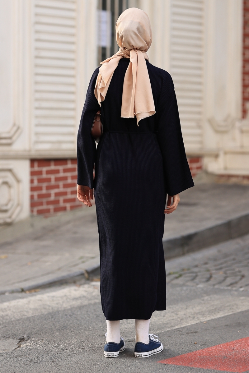 Hansy Lacivert Triko Elbise