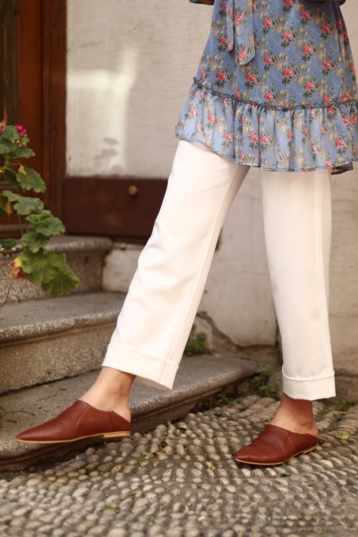 Beyaz Double Pantolon