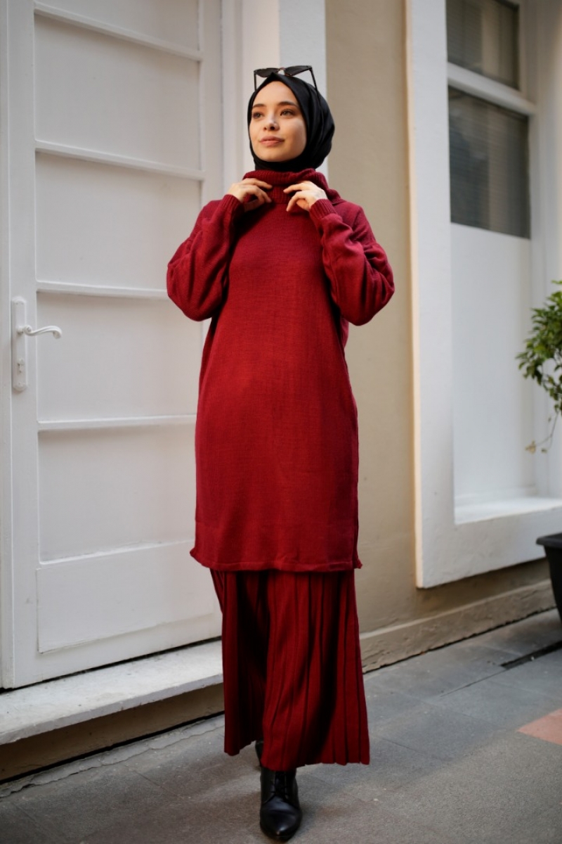 Hazel Kırmızı Triko Takım