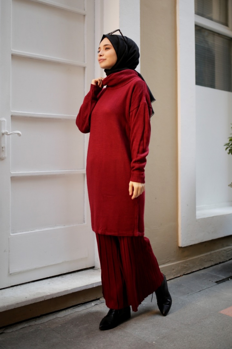 Hazel Kırmızı Triko Takım