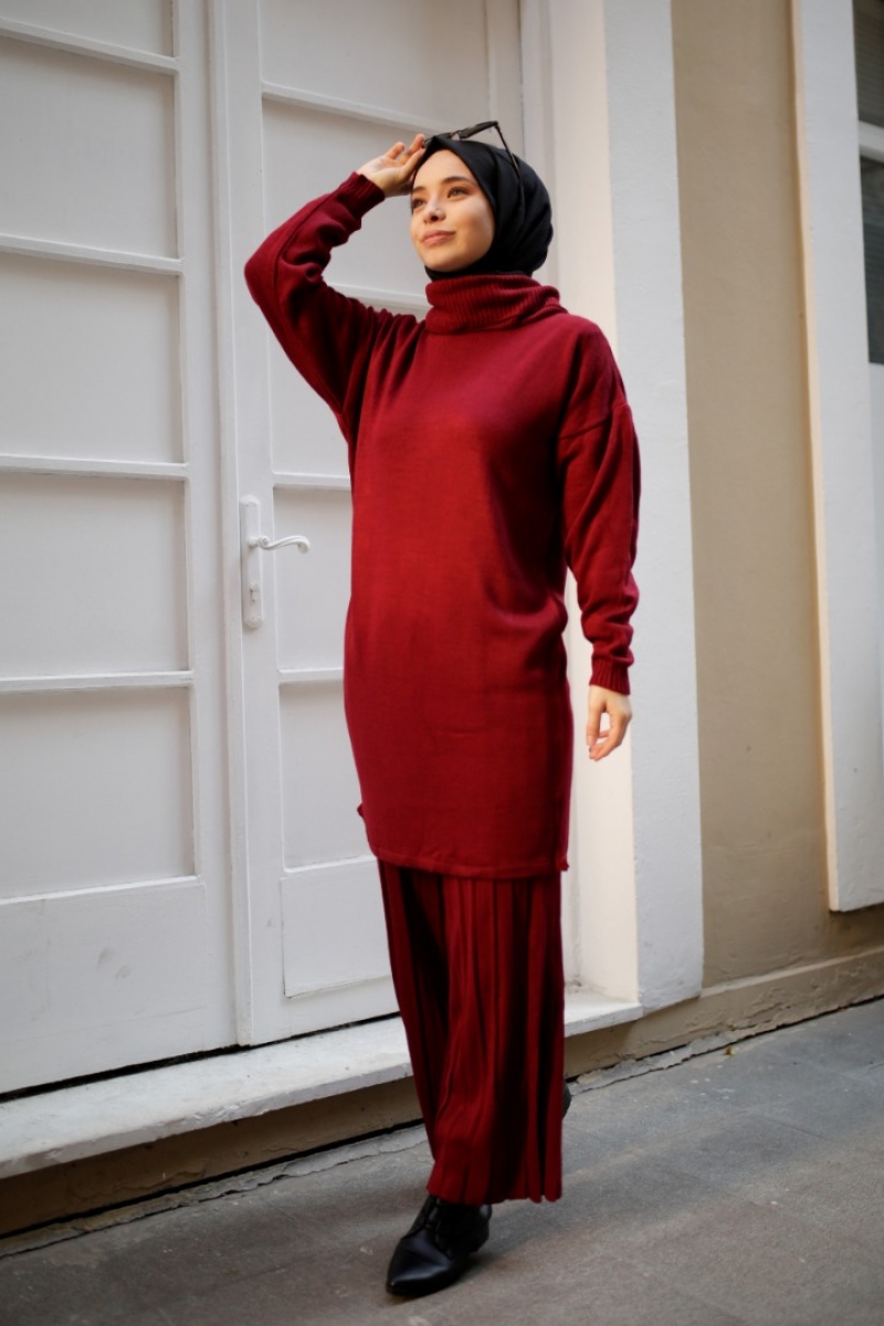 Hazel Kırmızı Triko Takım