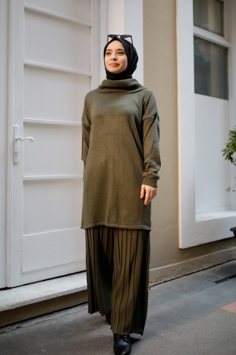 Hazel Haki Triko Takım