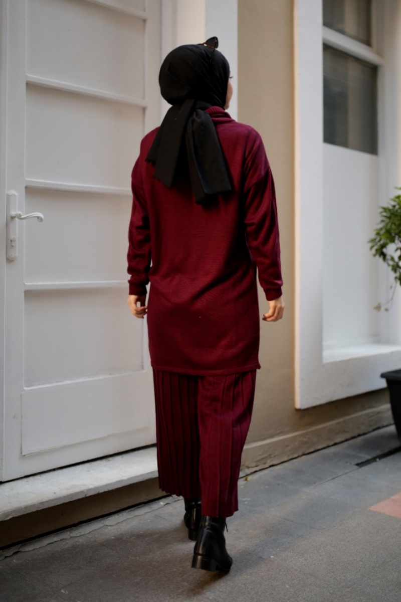 Hazel Bordo Triko Takım