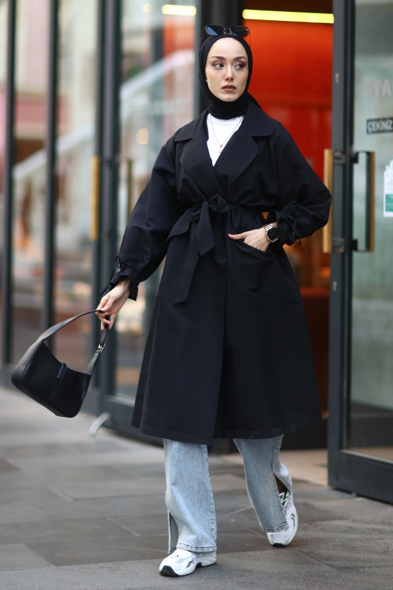 Joynis Siyah Trençkot